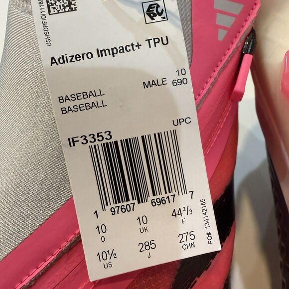 Size 10.5 Pink Adidas Adizero Impact+ TPU BSB Men\'s Baseball Cleats IF3353 main image 4